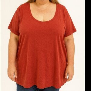 J.jill shirt top womens 3x orange love linen short sleeve beachy vacation cruise